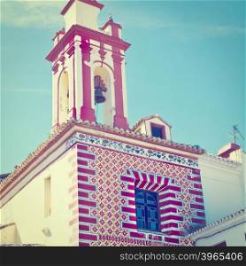 Catholic Church with Belfry in Spain, Instagram Effect