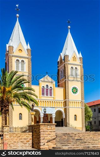Catholic Saint Mary Church with blue sky in background, Windhoek, Namibia
