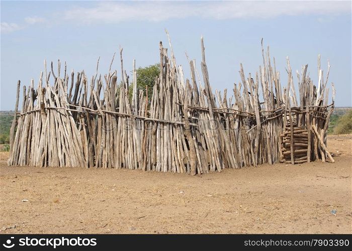 Cattle guard, village of Karo people, Ethiopia, Africa