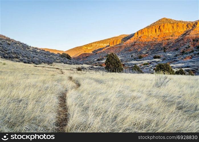 cattle trail at Red Mountain Open Space - fall scenery at sunset light