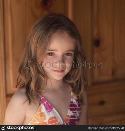 Caucasian 7 year old girl posing