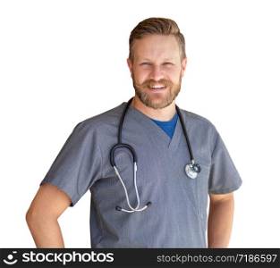 Caucasian Male Nurse Isolated On White.