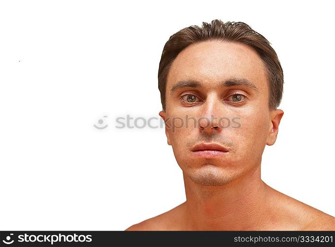 Caucasian man isolated on the white background