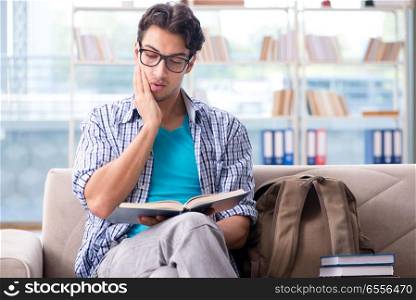 Caucasian student preparing for university exams. Caucasian student preparing for university exams