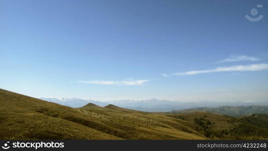 Caucasus landscape and autumn nature in daylight