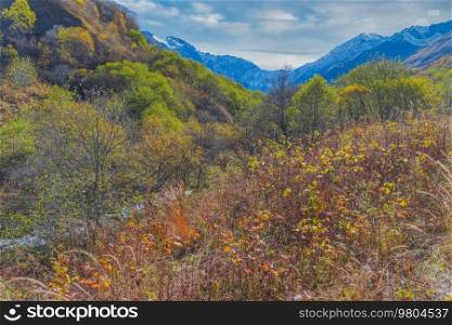 Caucasus mountains in autumn. South Ossetia
