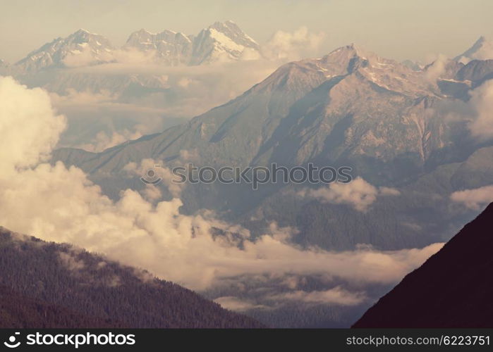 Caucasus mountains in summer time