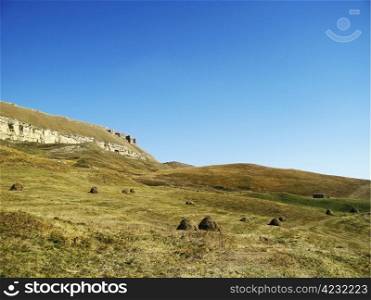 Caucasus mountains landscape and autumn nature in daylight