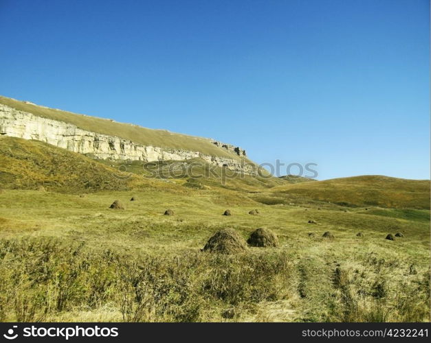 Caucasus mountains landscape and autumn nature in daylight