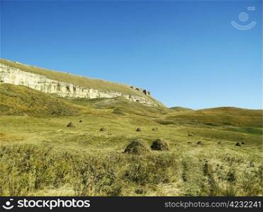 Caucasus mountains landscape and autumn nature in daylight