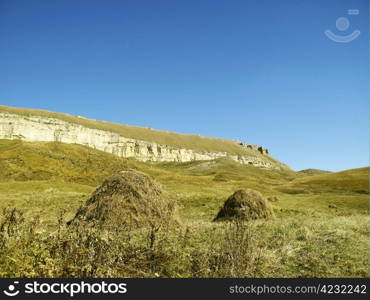 Caucasus mountains landscape and autumn nature in daylight