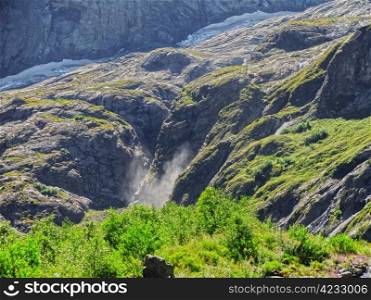 Caucasus waterfall. Dombay. Sufrudju. North Caucas travel