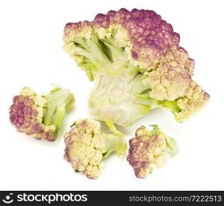 Cauliflower Purple Italian on White Background. Cauliflower Purple Italian