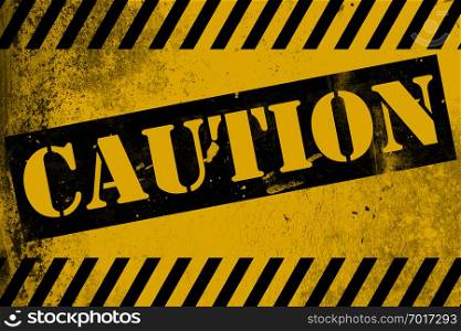 Caution sign yellow with stripes, 3D rendering