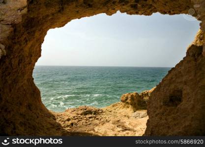 cave at the coast of Algarve, the south of Portugal