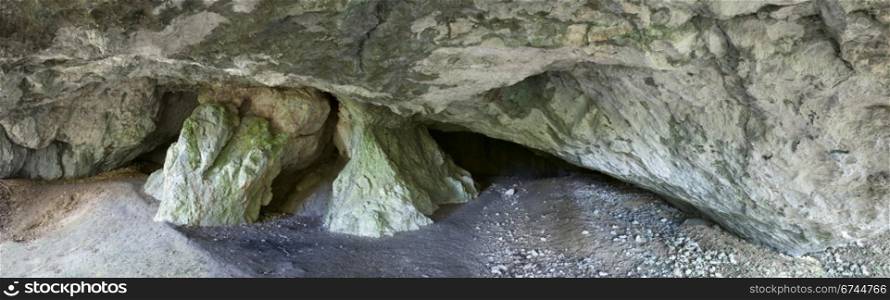 Cave canopy in rocky mount. Three shots stitch image.