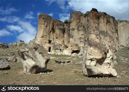 Cave church in big rock near Guzelurt in Cappadocia, Turkey