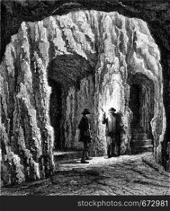 Cave Marienglashoehle, vintage engraved illustration. Le Tour du Monde, Travel Journal, (1872).