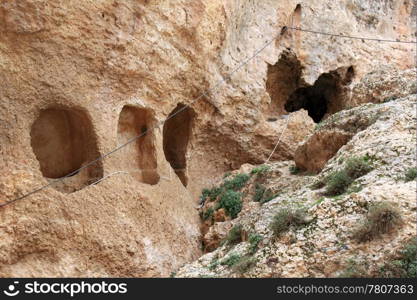 Caves near monastery Takla village Maalula, Syria
