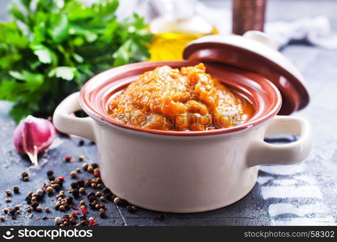 caviar from baked vegetables with salt and spice