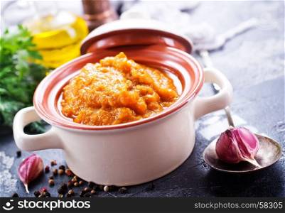 caviar from baked vegetables with salt and spice