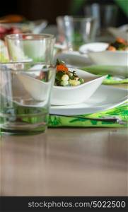 Caviar salad on table at restaurant