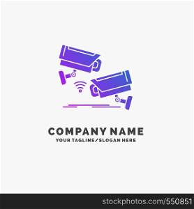 CCTV, Camera, Security, Surveillance, Technology Purple Business Logo Template. Place for Tagline.. Vector EPS10 Abstract Template background
