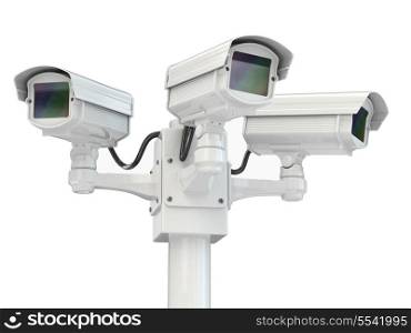 CCTV security camera on white isolated background. 3d