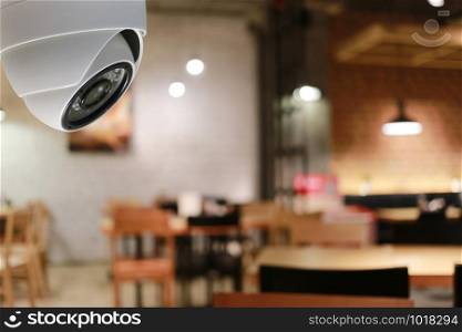 CCTV tool in coffee cafe Equipment for security systems and have copy space for design.