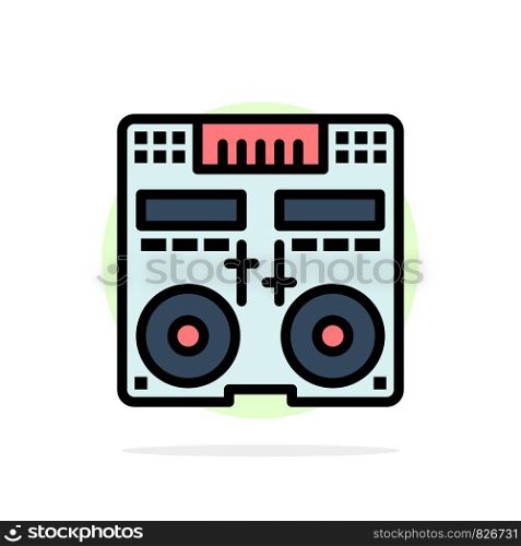 Cd, Console, Deck, Mixer, Music Abstract Circle Background Flat color Icon
