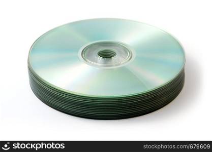 CD, DVD blank stack isolated on white background. CD, DVD blank stack isolated on white