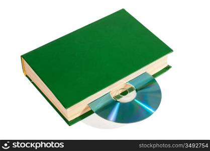 CD in the book isolated on white background