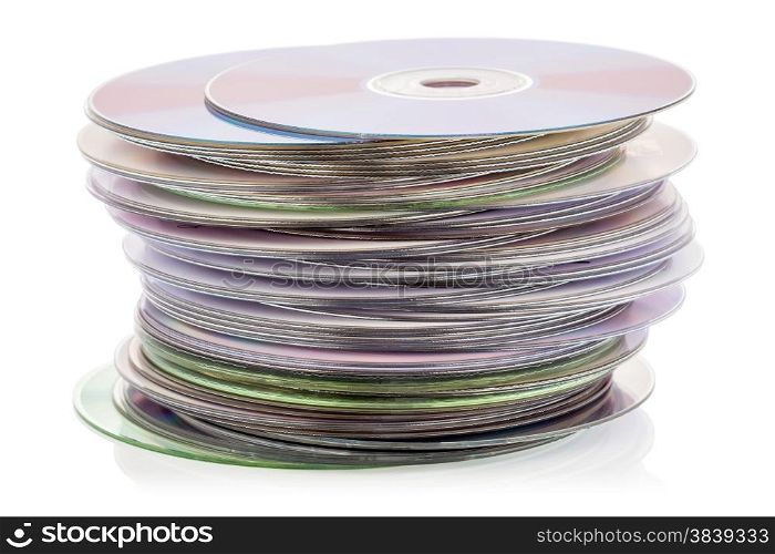 CD stack isolated on the white background