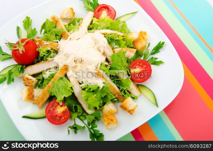 Ceasar salad in the plate