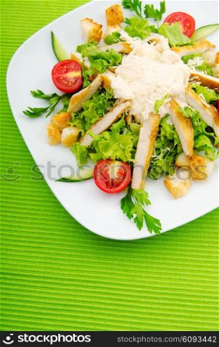 Ceasar salad in the plate