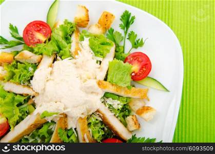 Ceasar salad in the plate