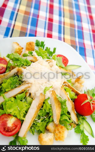 Ceasar salad in the plate