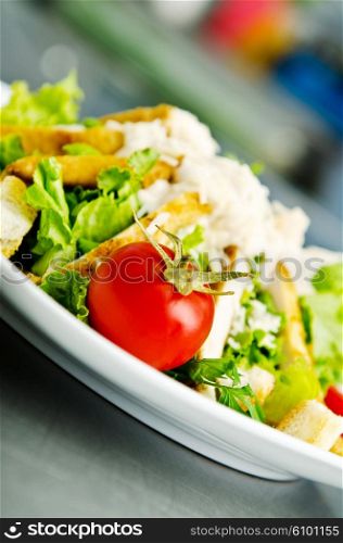 Ceasar salad served in restaurant