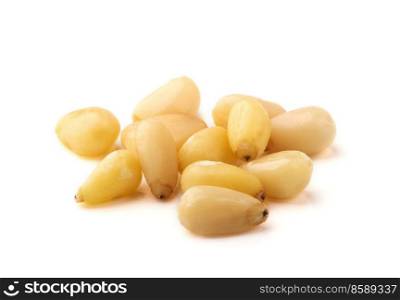 Cedar Pine nuts on a white background