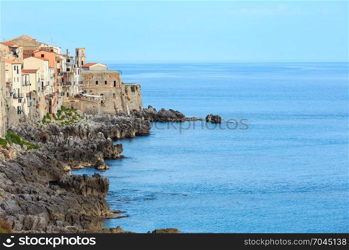 Cefalu old beautiful town coastal view, Palermo region, Sicily, Italy.