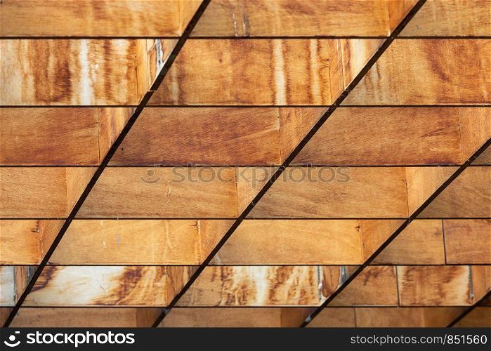 Ceiling background of square wooden timbers painted in brown colors. Ceiling background of wooden timbers painted in brown colors