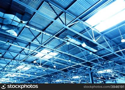Ceiling of storehouse toned in the blue color