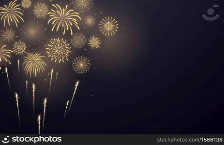 Celebration background template with fireworks gold. luxury greeting rich card.