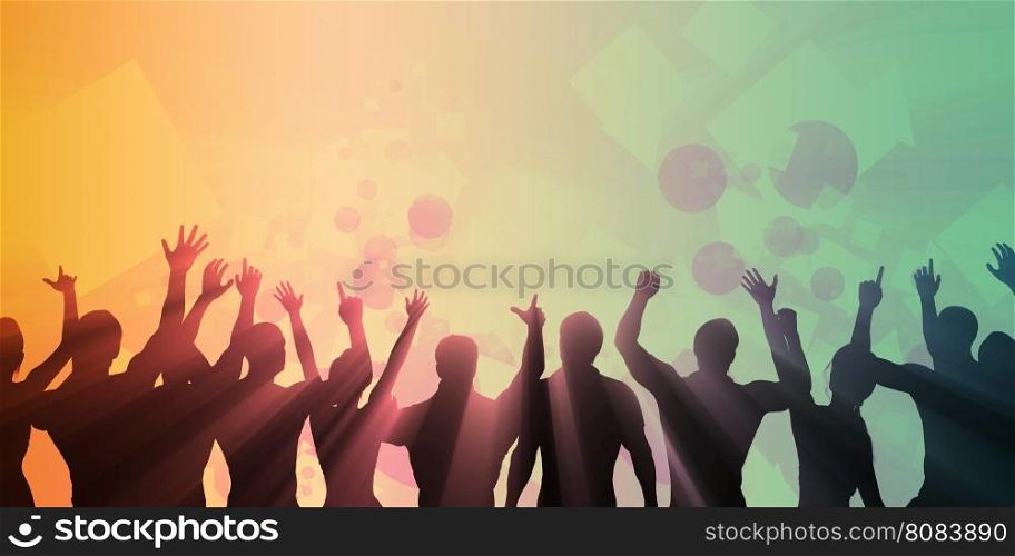 Celebration Background with People Cheering and Celebrating. Celebration Background