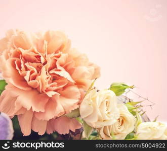 celebration card with carnation and roses
