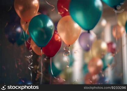 Celebration colorful balloons party. Abstract helium. Generate Ai. Celebration colorful balloons party. Generate Ai