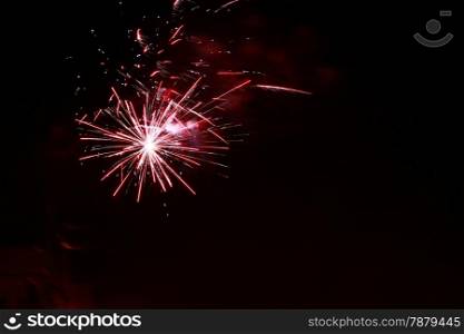 Celebration firework in the black night sky
