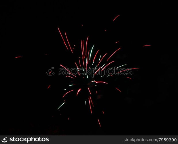 Celebration firework in the black night sky