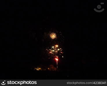 celebration with fireworks in the distance