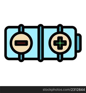 Cell battery icon. Outline cell battery vector icon color flat isolated. Cell battery icon color outline vector
